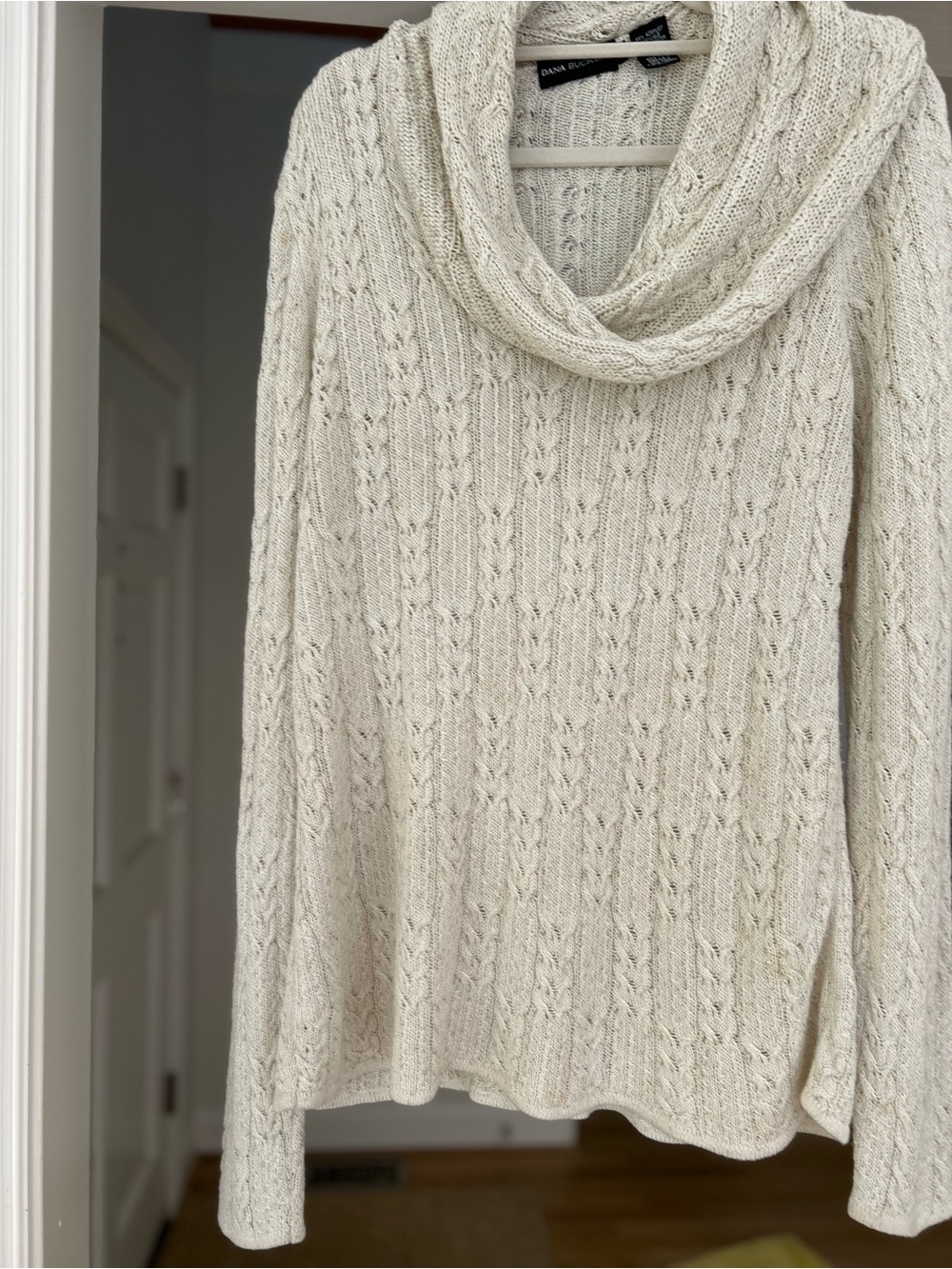 Dana Buchman Off-White Cable Cowl Neck Sweater